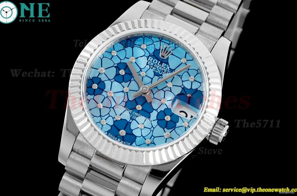 Pres 31mm Datejust ladies Blue SS Flt A2824 JDF SS 0322